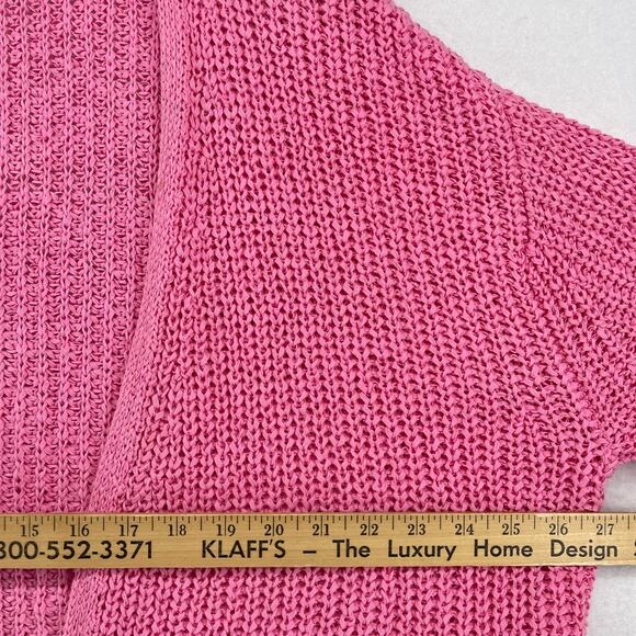 TALBOTS Sweater XL Tape Yarn Open Front Cardigan Cotton Blend Pink - Picture 11 of 13